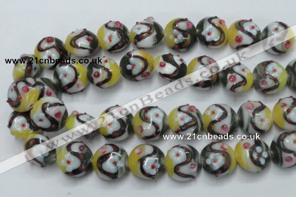 CLG816 15.5 inches 20mm flat round lampwork glass beads wholesale