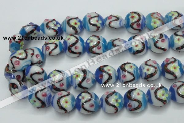 CLG818 15.5 inches 20mm flat round lampwork glass beads wholesale