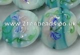 CLG819 15.5 inches 20mm flat round lampwork glass beads wholesale