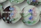 CLG820 15.5 inches 20mm flat round lampwork glass beads wholesale