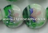 CLG821 15.5 inches 20mm flat round lampwork glass beads wholesale