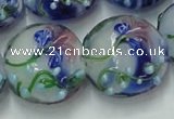 CLG822 15.5 inches 20mm flat round lampwork glass beads wholesale