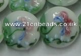 CLG823 15.5 inches 20mm flat round lampwork glass beads wholesale