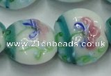 CLG824 15.5 inches 20mm flat round lampwork glass beads wholesale