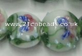 CLG825 15.5 inches 20mm flat round lampwork glass beads wholesale