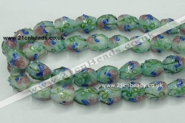 CLG826 15.5 inches 14*18mm pear lampwork glass beads wholesale