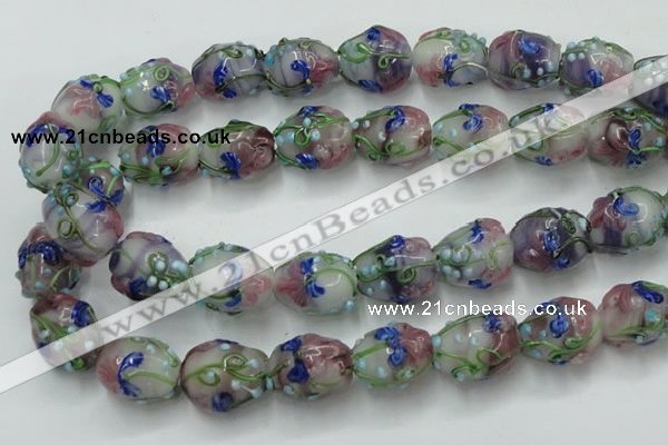 CLG827 15.5 inches 14*18mm pear lampwork glass beads wholesale