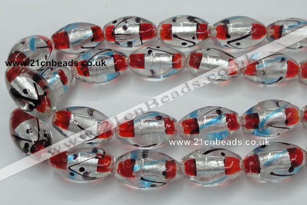 CLG858 15.5 inches 16*28mm rice lampwork glass beads wholesale