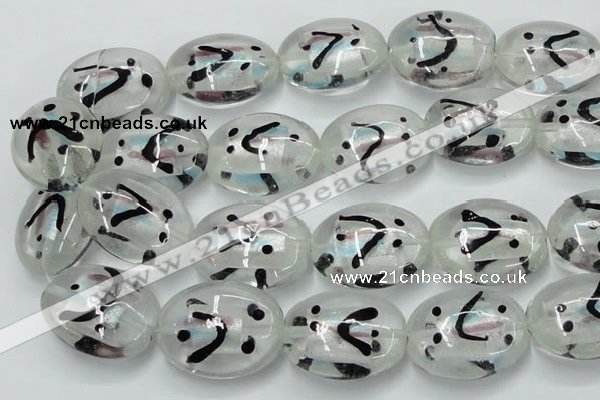 CLG860 15.5 inches 24*30mm oval lampwork glass beads wholesale