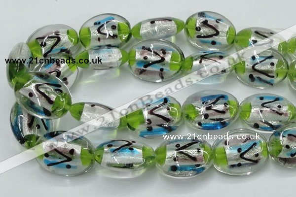 CLG861 15.5 inches 24*30mm oval lampwork glass beads wholesale