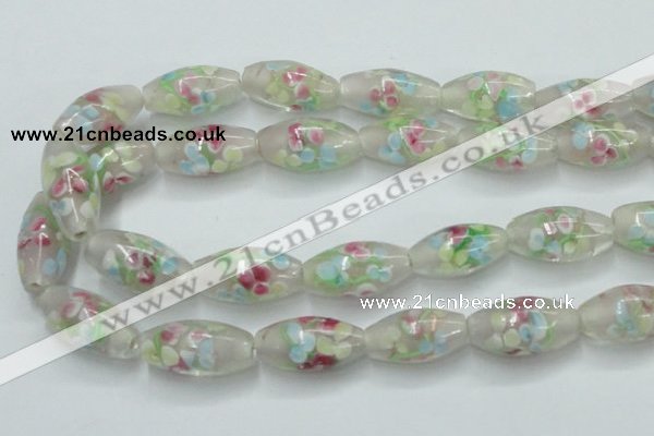 CLG865 14 inches 10*20mm rice lampwork glass beads wholesale