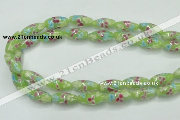 CLG867 15.5 inches 10*20mm rice lampwork glass beads wholesale