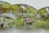 CLG868 15.5 inches 10*20mm rice lampwork glass beads wholesale