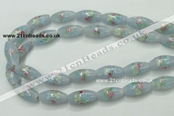 CLG869 15.5 inches 10*20mm rice lampwork glass beads wholesale