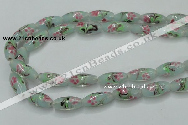 CLG870 15.5 inches 10*20mm rice lampwork glass beads wholesale