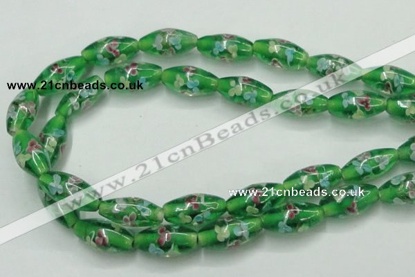 CLG873 15.5 inches 10*20mm rice lampwork glass beads wholesale