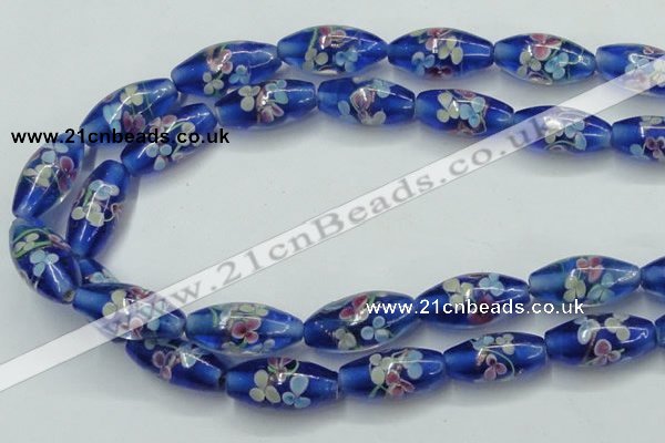 CLG874 15.5 inches 10*20mm rice lampwork glass beads wholesale