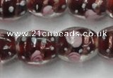 CLG878 15 inches 11*13mm oval lampwork glass beads wholesale