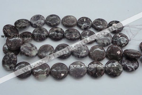 CLI02 15.5 inches 25mm flat round natural lilac jasper beads wholesale