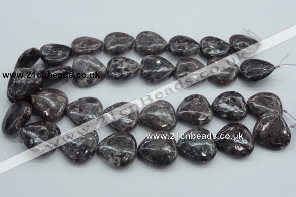 CLI04 15.5 inches 25*25mm heart natural lilac jasper beads wholesale