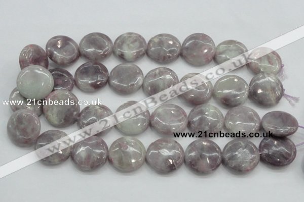 CLI57 15.5 inches 25mm flat round natural lilac jasper beads wholesale