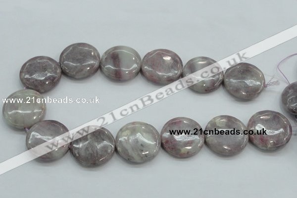 CLI58 15.5 inches 30mm flat round natural lilac jasper beads wholesale