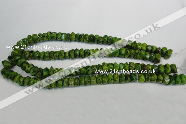 CLJ245 15.5 inches 6*11mm faceted nuggets dyed sesame jasper beads