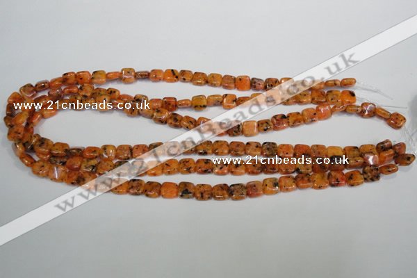 CLJ252 15.5 inches 8*8mm square dyed sesame jasper beads wholesale