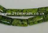 CLJ300 15.5 inches 8*16mm flat tube dyed sesame jasper beads wholesale