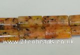 CLJ301 15.5 inches 8*16mm flat tube dyed sesame jasper beads wholesale