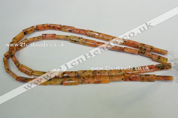 CLJ301 15.5 inches 8*16mm flat tube dyed sesame jasper beads wholesale