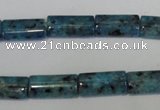 CLJ305 15.5 inches 8*16mm flat tube dyed sesame jasper beads wholesale