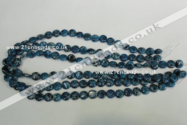 CLJ310 15.5 inches 10mm flat round dyed sesame jasper beads wholesale