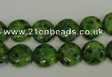 CLJ312 15.5 inches 12mm flat round dyed sesame jasper beads wholesale