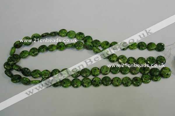 CLJ312 15.5 inches 12mm flat round dyed sesame jasper beads wholesale