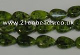 CLJ330 15.5 inches 8*12mm flat teardrop dyed sesame jasper beads