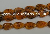 CLJ331 15.5 inches 8*12mm flat teardrop dyed sesame jasper beads