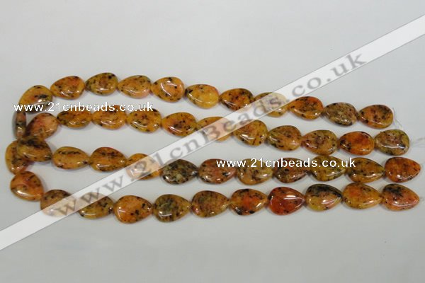 CLJ336 15.5 inches 13*18mm flat teardrop dyed sesame jasper beads