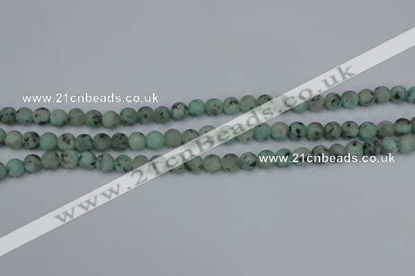 CLJ410 15.5 inches 4mm round matte sesame jasper beads wholesale