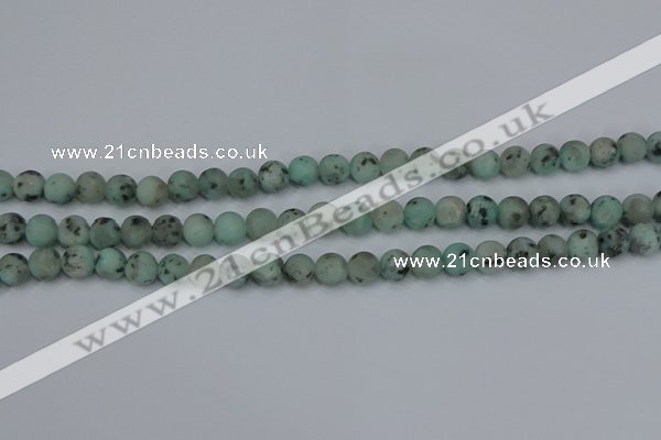 CLJ411 15.5 inches 6mm round matte sesame jasper beads wholesale