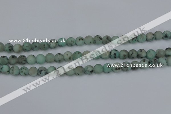 CLJ412 15.5 inches 8mm round matte sesame jasper beads wholesale