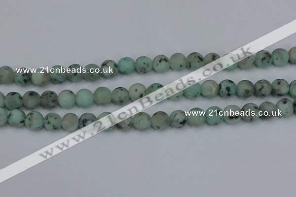 CLJ413 15.5 inches 10mm round matte sesame jasper beads wholesale