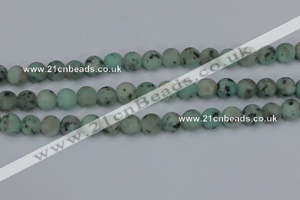 CLJ414 15.5 inches 12mm round matte sesame jasper beads wholesale