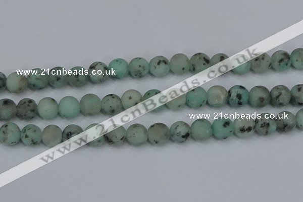 CLJ415 15.5 inches 14mm round matte sesame jasper beads wholesale