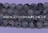 CLJ420 15.5 inches 4mm faceted round sesame jasper beads