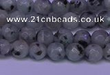 CLJ421 15.5 inches 6mm faceted round sesame jasper beads