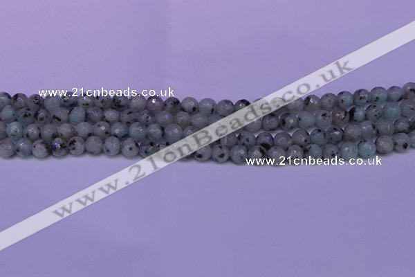 CLJ421 15.5 inches 6mm faceted round sesame jasper beads