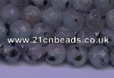 CLJ422 15.5 inches 8mm faceted round sesame jasper beads