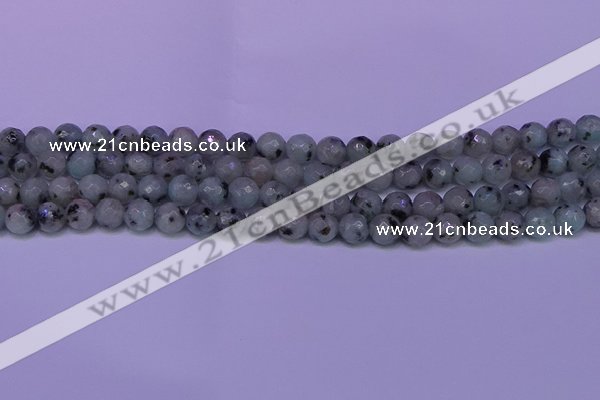 CLJ422 15.5 inches 8mm faceted round sesame jasper beads