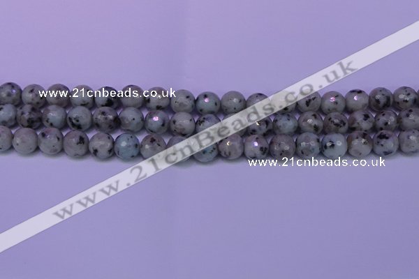 CLJ423 15.5 inches 10mm faceted round sesame jasper beads